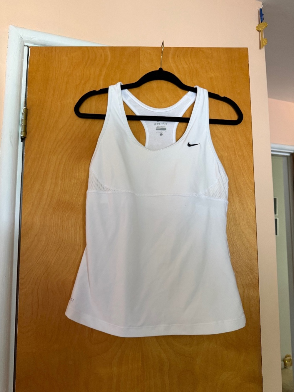 Nike White Athletic Tank Top with Built in Sports Bra, Size L